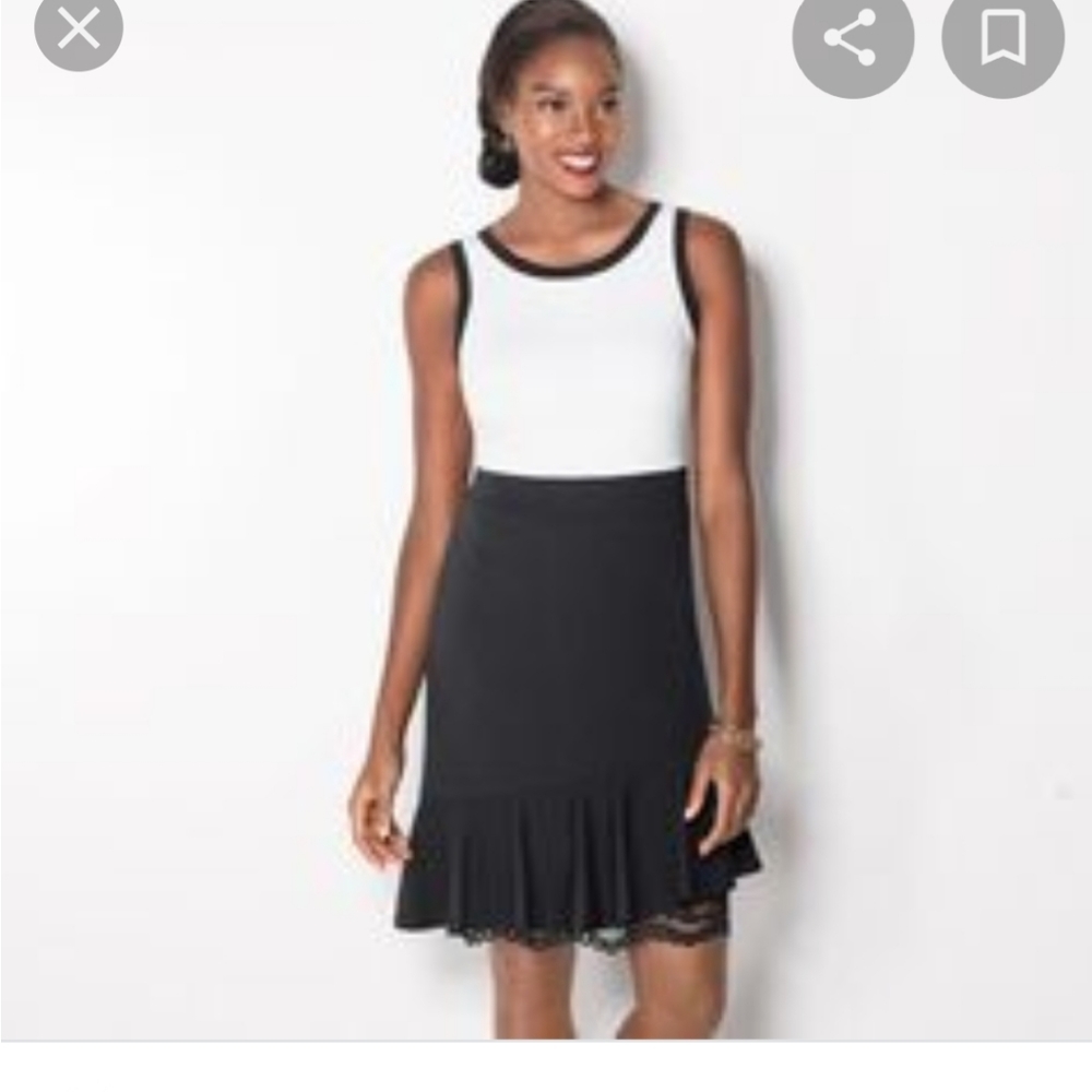 Colorblock Ponte & Lace Peekaboo Dress New